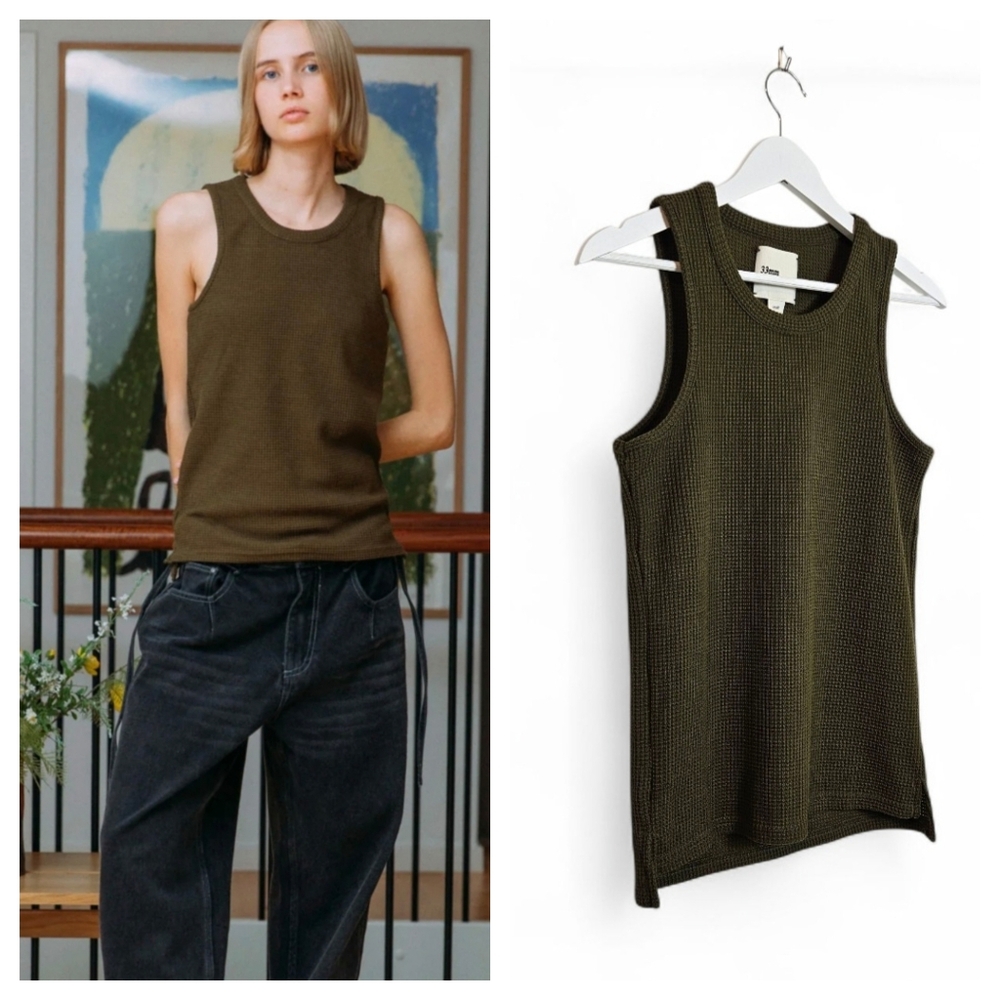 33mm Andersen Memories of Yesterday Khaki Green Waffle Tank Top Unisex S